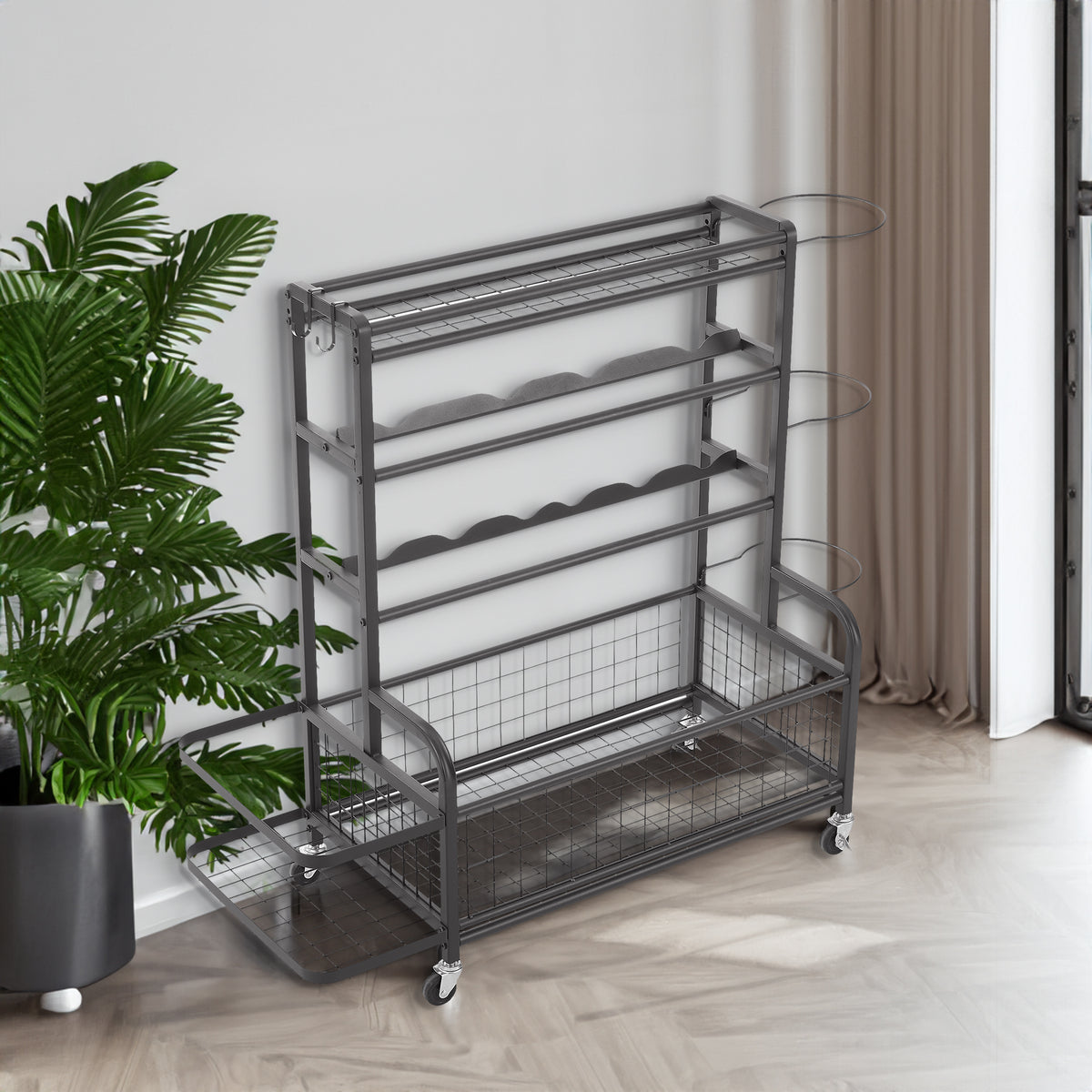Four-Tier Metal Storage Rack with Wheels