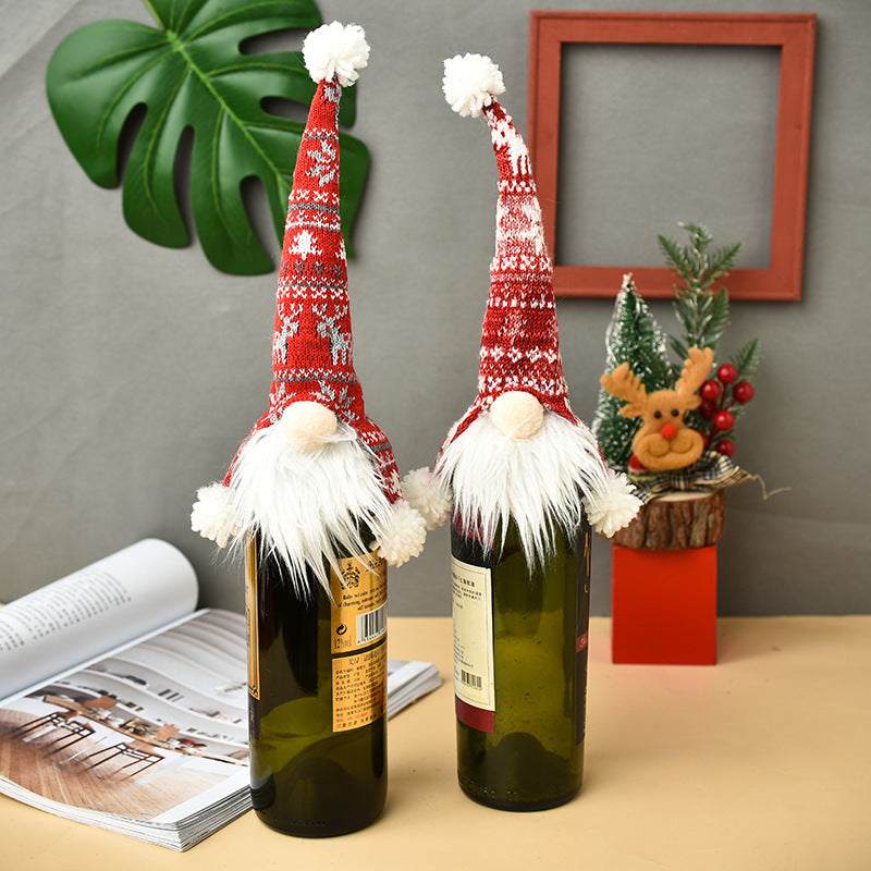 Knitted Christmas Wine Bottle Cover Set