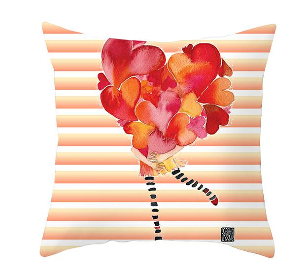 Heart Print Cushion Cover