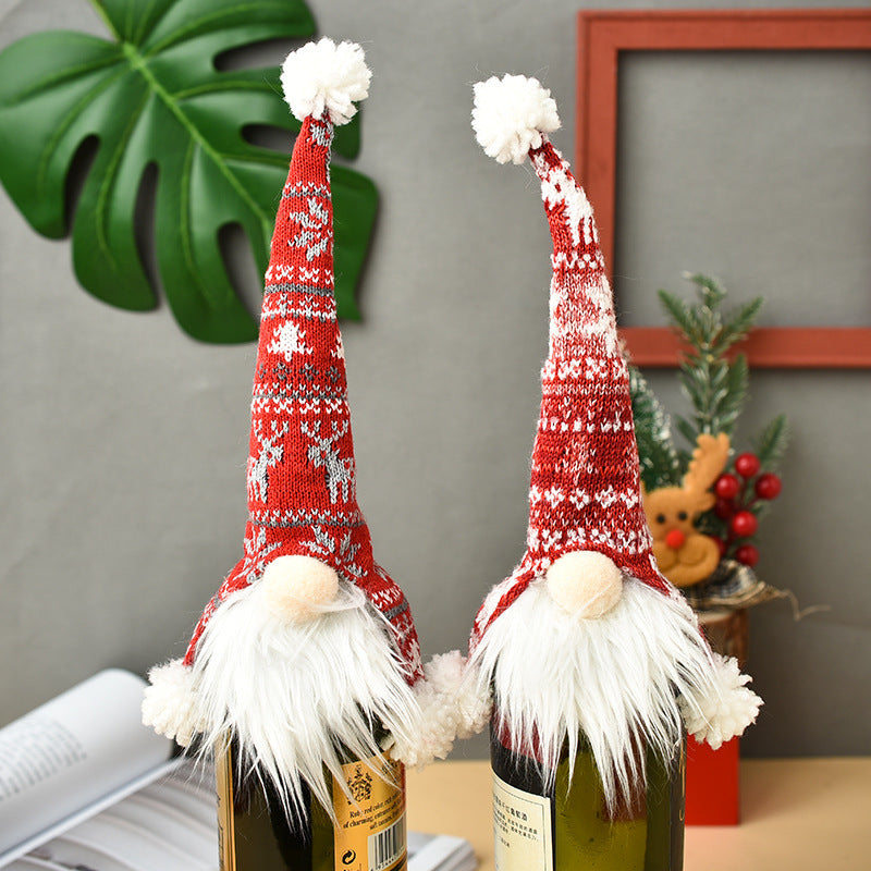 Knitted Christmas Wine Bottle Cover Set