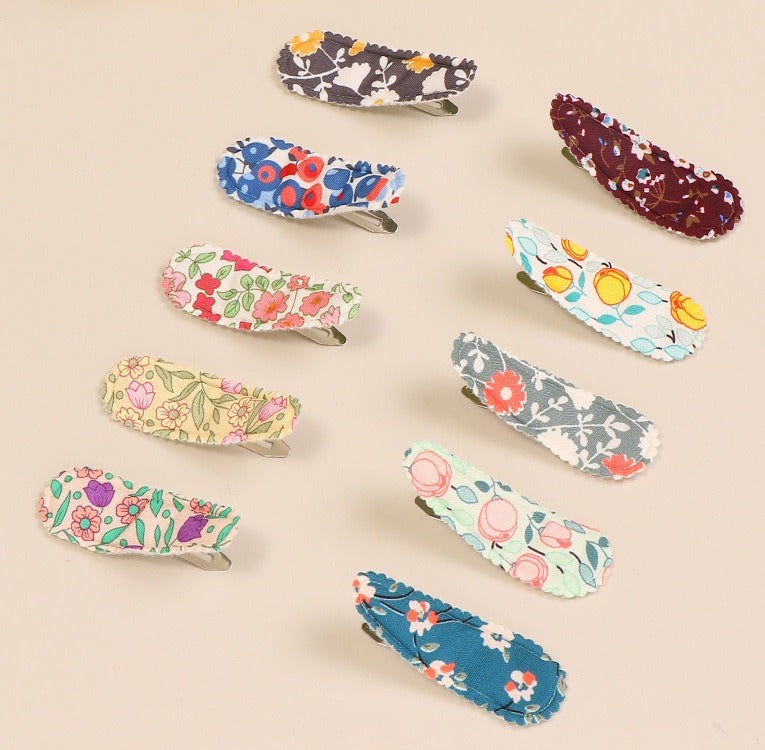 Floral Print Kids' Hair Clips, 10 or 20 Pack