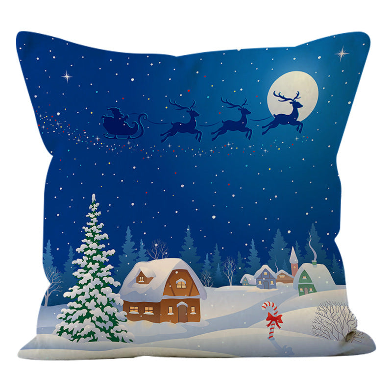 Snowman Print Linen Cushion Cover
