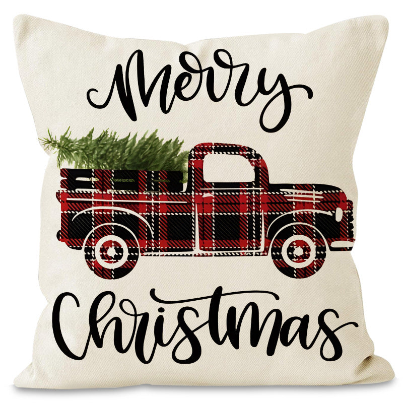Snowflake & Deer Linen Cushion Cover