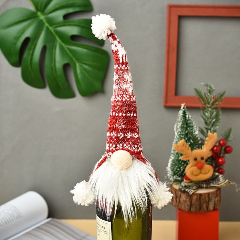 Knitted Christmas Wine Bottle Cover Set