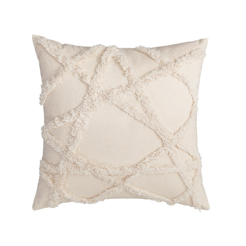 Tassel-Trim Boho Cushion Cover, 45x45cm