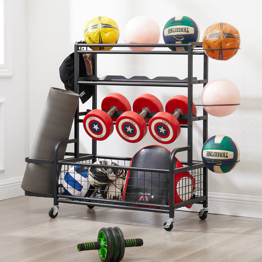 Four-Tier Metal Storage Rack with Wheels