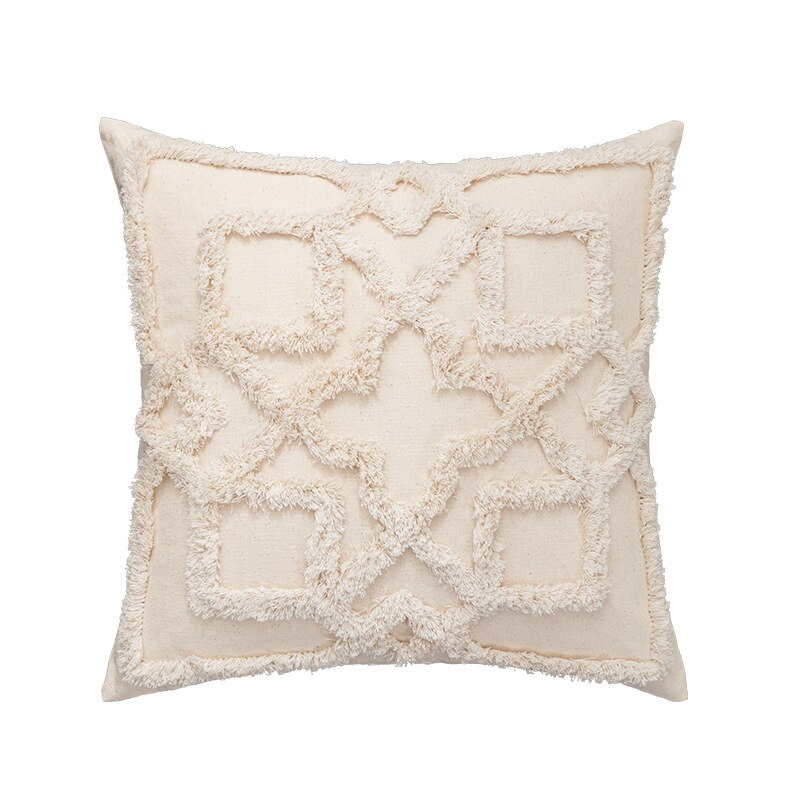 Tassel-Trim Boho Cushion Cover, 45x45cm