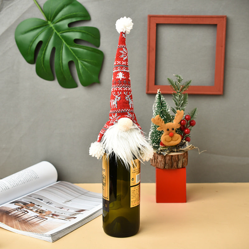 Knitted Christmas Wine Bottle Cover Set