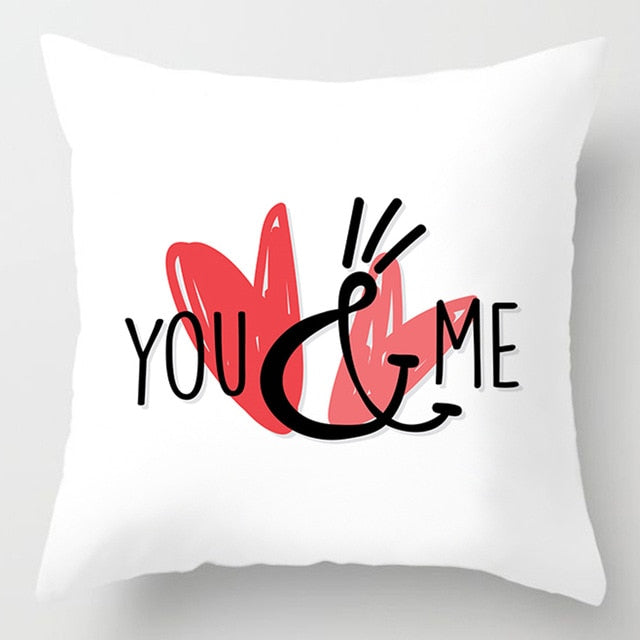 Pink Letter Print Cushion Cover, 45x45cm