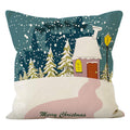 Snowman Print Linen Cushion Cover