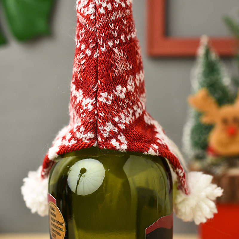 Knitted Christmas Wine Bottle Cover Set