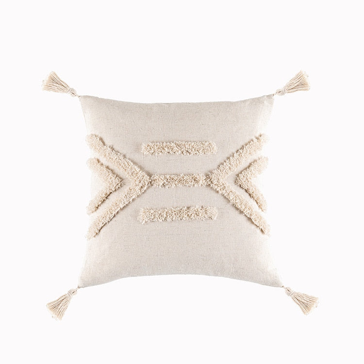 Tassel-Trim Boho Cushion Cover, 45x45cm