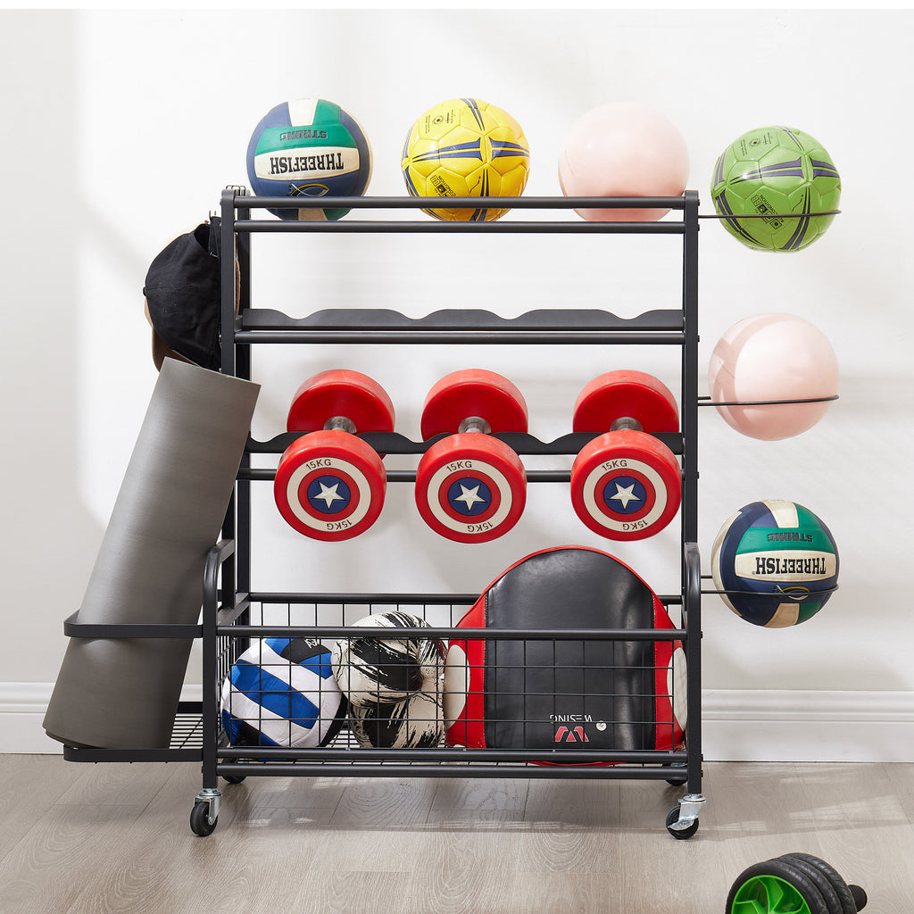 Four-Tier Metal Storage Rack with Wheels