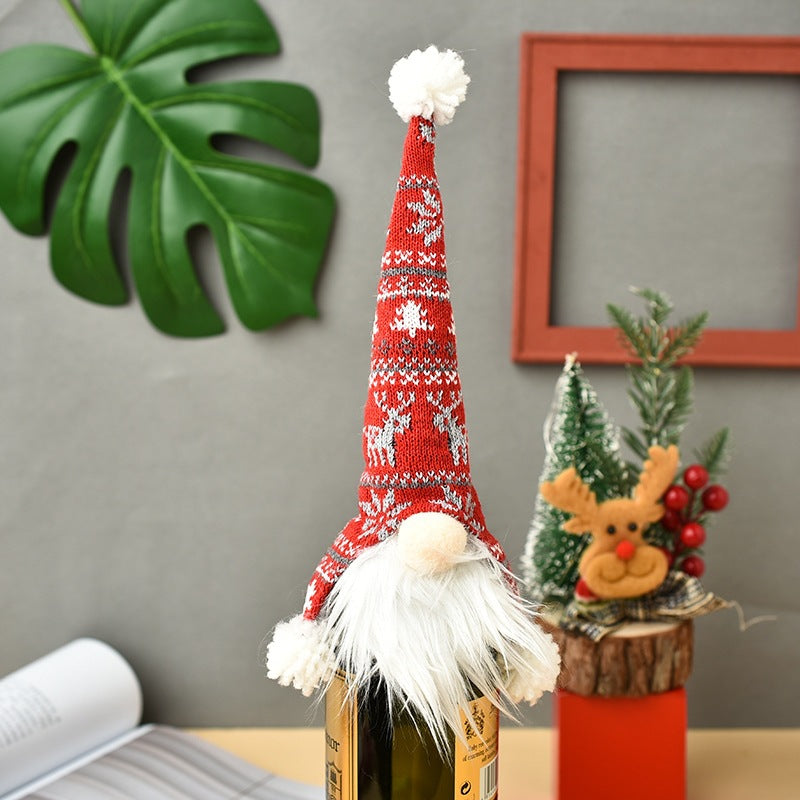 Knitted Christmas Wine Bottle Cover Set