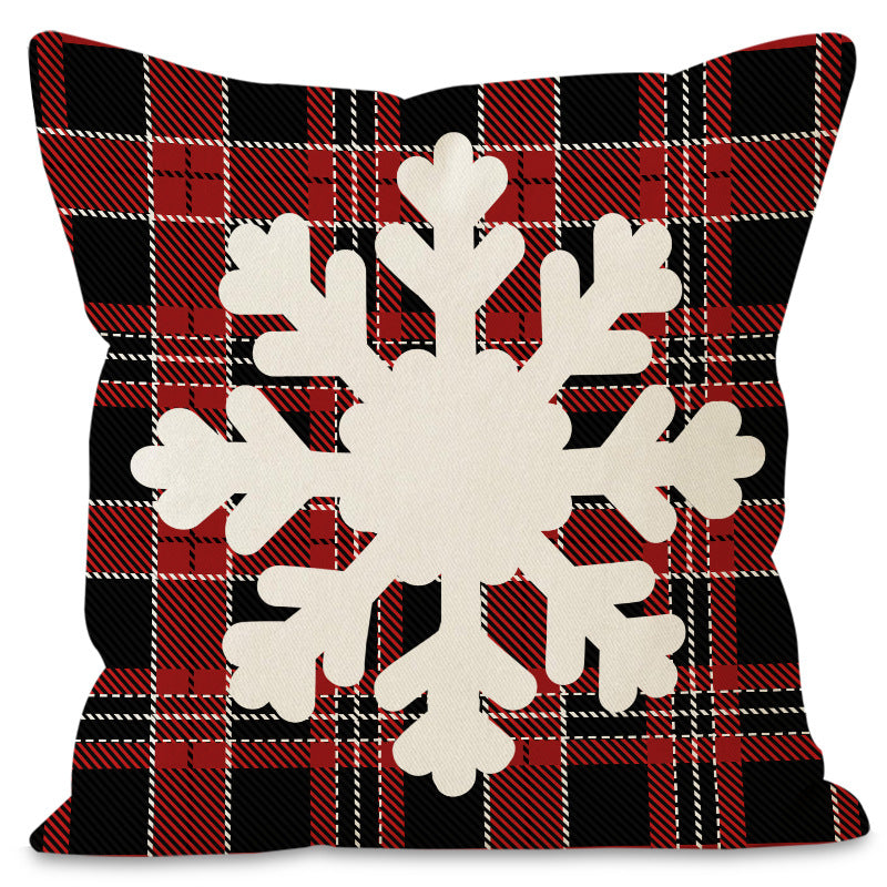 Snowflake & Deer Linen Cushion Cover