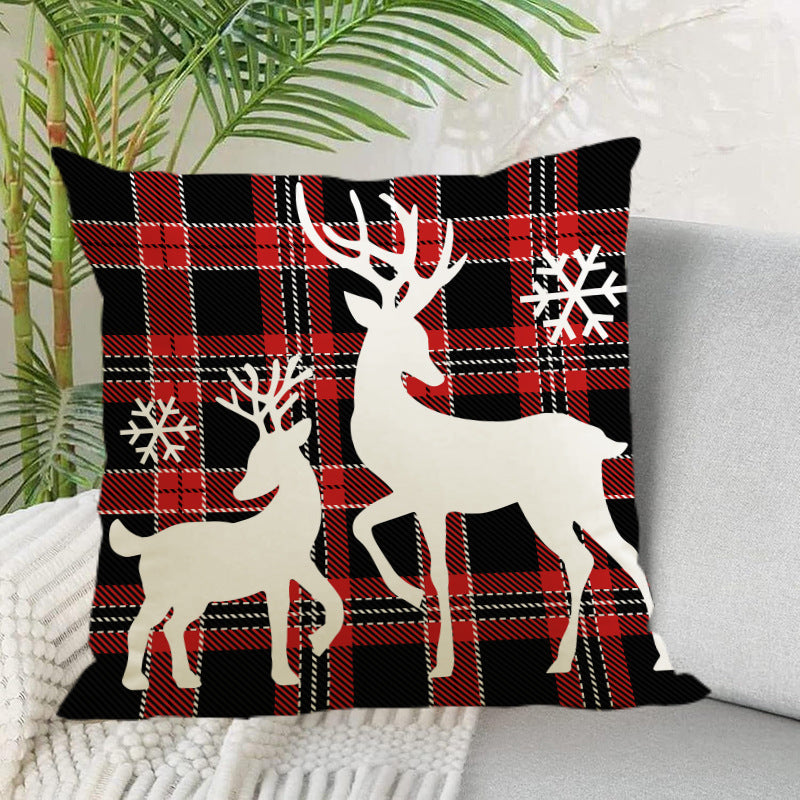 Snowflake & Deer Linen Cushion Cover